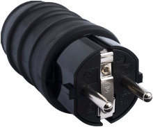 Støpsel plugg m/jord gummi svart